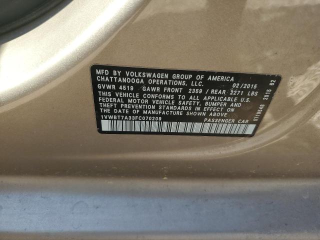 2015 VOLKSWAGEN PASSAT SE - 1VWBT7A33FC070209