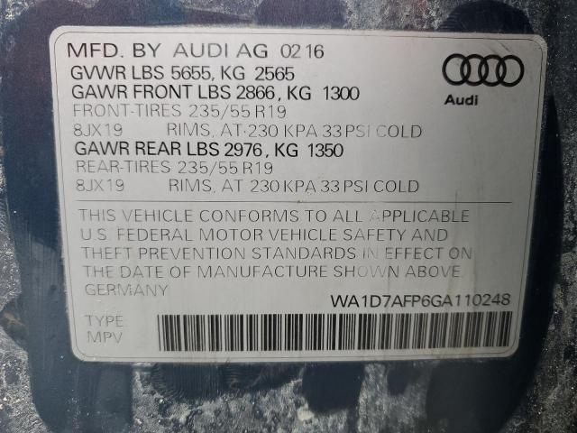 2016 AUDI Q5 PREMIUM - WA1D7AFP6GA110248