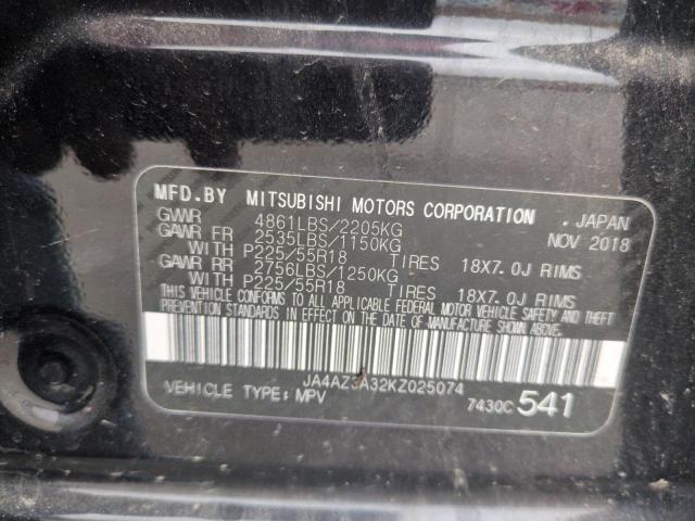 2019 MITSUBISHI OUTLANDER - JA4AZ3A32KZ025074