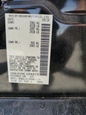 2019 NISSAN ALTIMA PLA 1N4BL4FV4KC104878