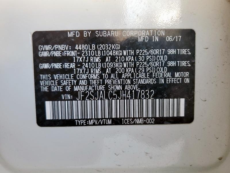 2018 SUBARU FORESTER 2 - JF2SJALC5JH417832