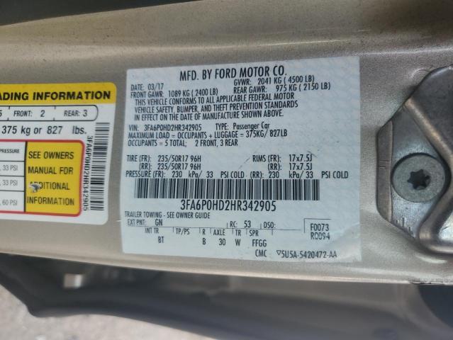 2017 FORD FUSION SE - 3FA6P0HD2HR342905