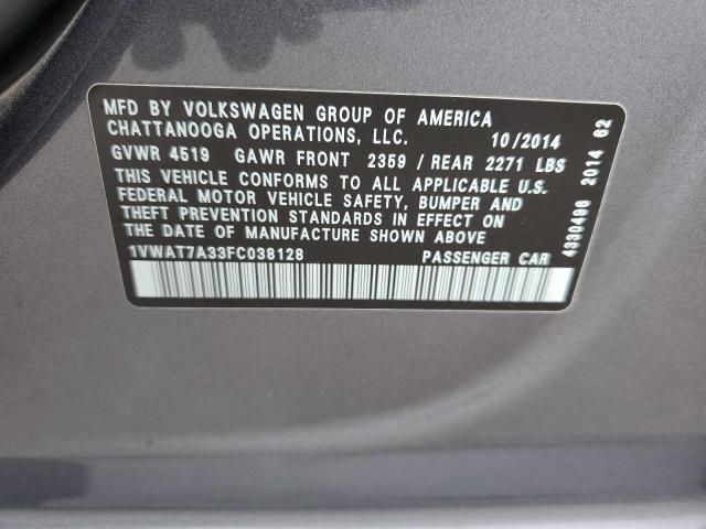 2015 VOLKSWAGEN PASSAT S - 1VWAT7A33FC038128