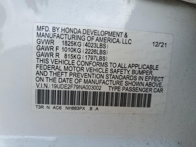 2022 ACURA ILX PREMIU - 19UDE2F79NA003002