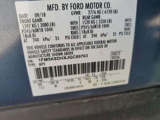 2018 FORD EXPLORER XLT 1FM5K8DHXJGC89763