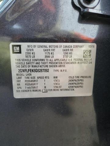 2016 CHEVROLET EQUINOX LT - 2GNFLFEK6G6287092