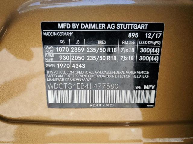 2018 MERCEDES-BENZ GLA 250 - WDCTG4EB4JJ477580
