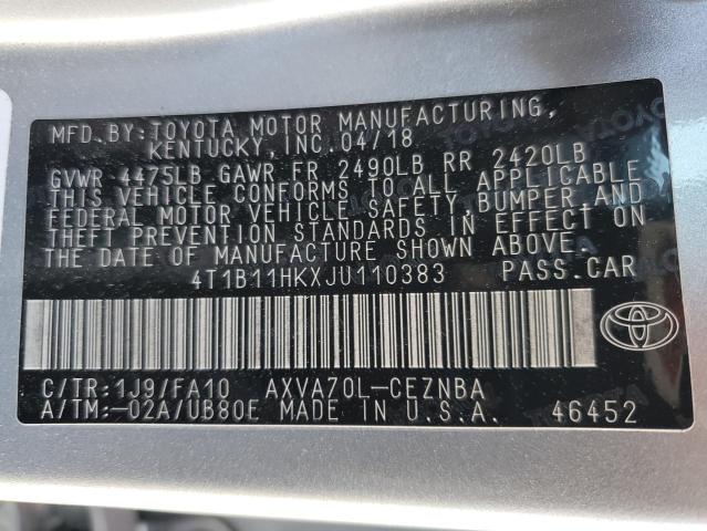 2018 TOYOTA CAMRY L - 4T1B11HKXJU110383