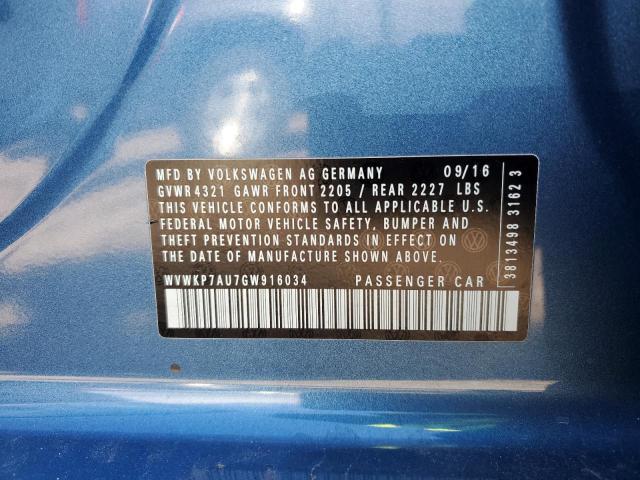 2016 VOLKSWAGEN E-GOLF SE - WVWKP7AU7GW916034