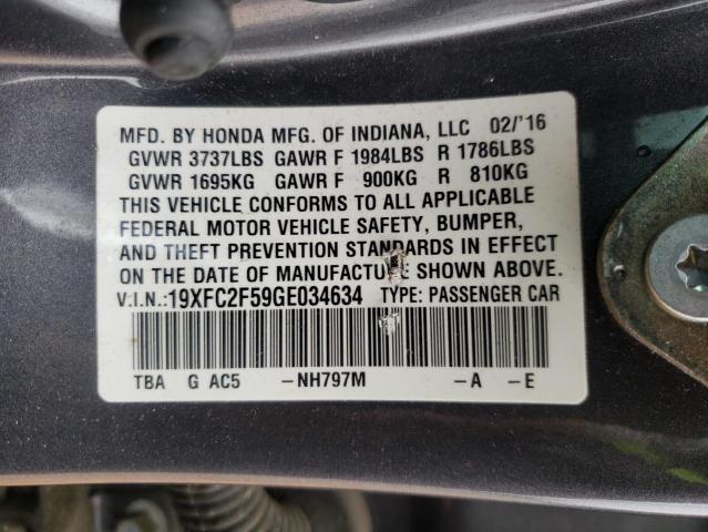 2016 HONDA CIVIC LX - 19XFC2F59GE034634