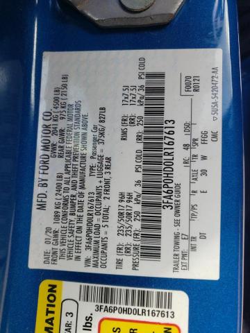 2020 FORD FUSION SE - 3FA6P0HD0LR167613