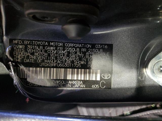 2016 TOYOTA PRIUS - JTDKBRFU6G3011725