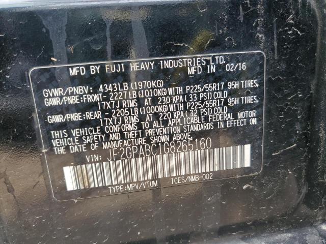 2016 SUBARU CROSSTREK - JF2GPABC1G8265160
