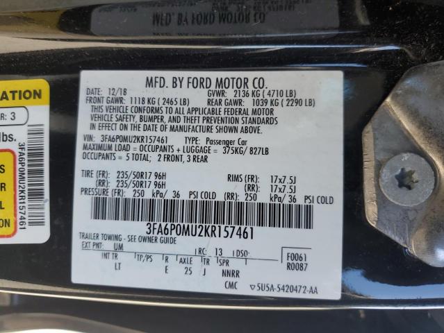 2019 FORD FUSION SEL 3FA6P0MU2KR157461