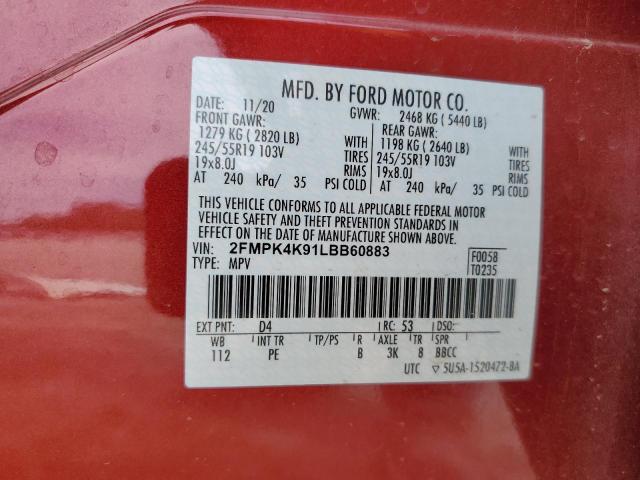 2020 FORD EDGE TITAN - 2FMPK4K91LBB60883