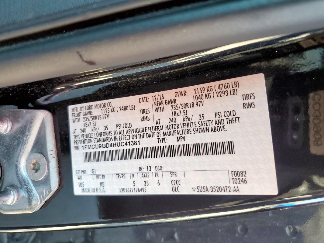 2017 FORD ESCAPE SE - 1FMCU9GD4HUC41381