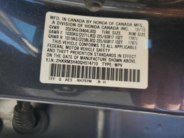 2016 HONDA CR-V SE - 2HKRM3H40GH514710