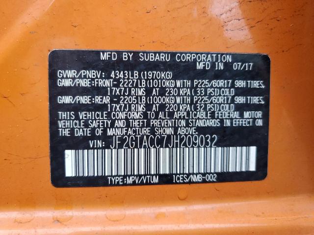 2018 SUBARU CROSSTREK - JF2GTACC7JH209032