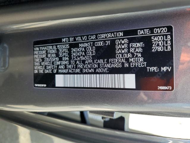 2020 VOLVO XC60 T6 IN - YV4A22RL6L1555635