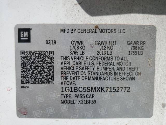 2019 CHEVROLET CRUZE LS 1G1BC5SMXK7152772