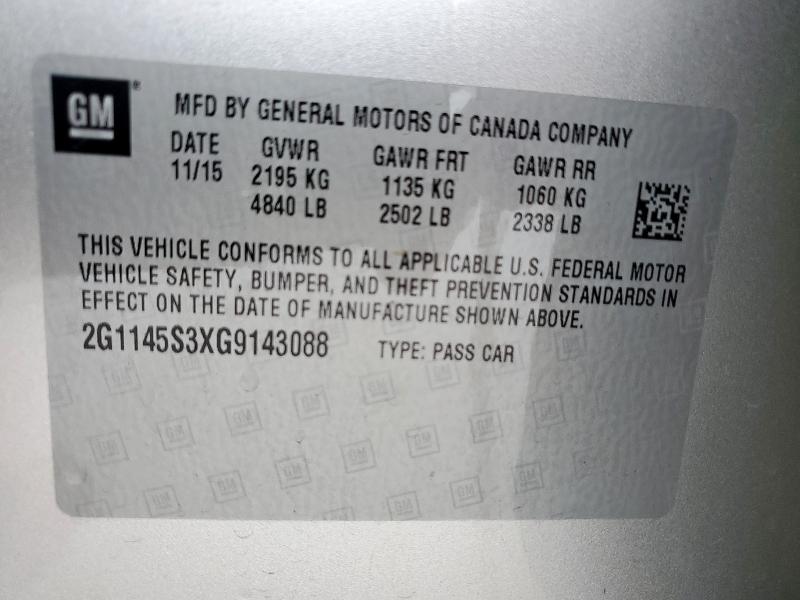 2016 CHEVROLET IMPALA LTZ - 2G1145S3XG9143088
