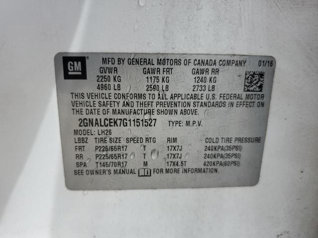 2016 CHEVROLET EQUINOX LT - 2GNALCEK7G1151527