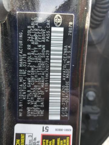 2019 TOYOTA CAMRY L - 4T1B11HK7KU770429