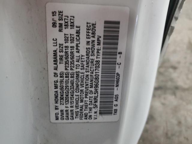 2016 HONDA ODYSSEY TO - 5FNRL5H96GB017038