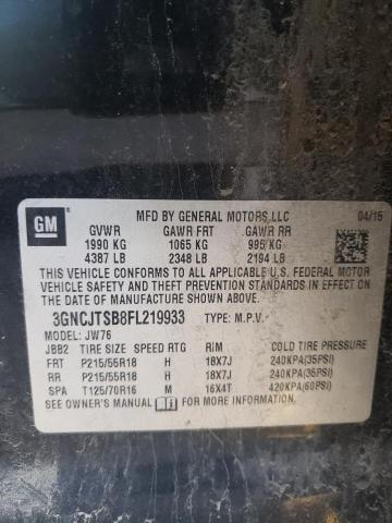 2015 CHEVROLET TRAX LTZ 3GNCJTSB8FL219933