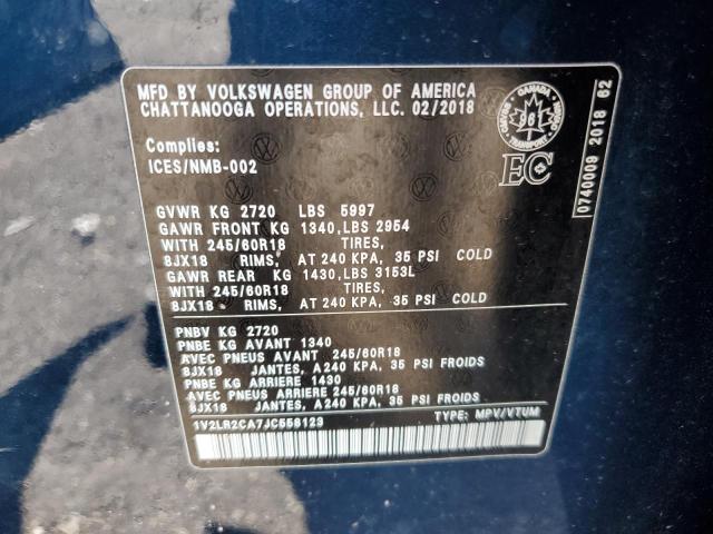 2018 VOLKSWAGEN ATLAS SE 1V2LR2CA7JC558123