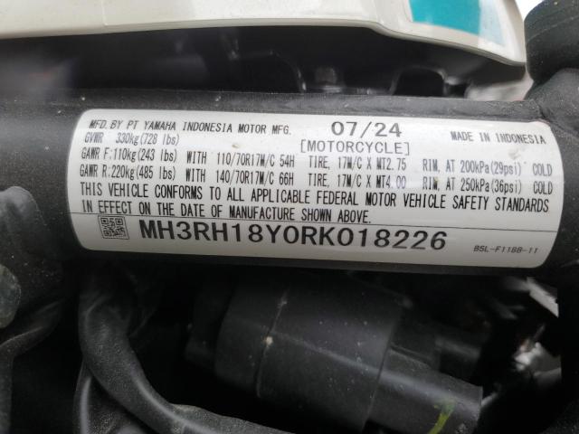2024 YAMAHA YZFR3 A MH3RH18Y0RK018226