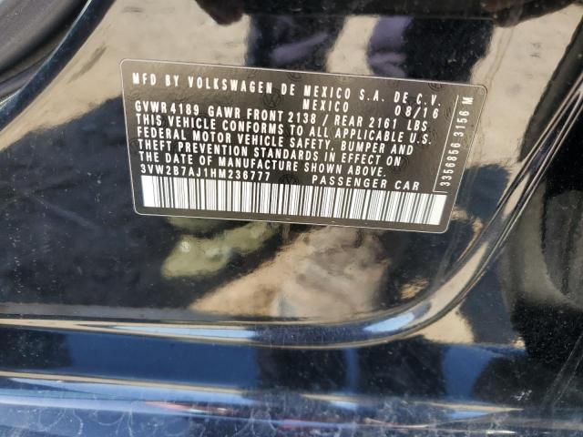 2017 VOLKSWAGEN JETTA S - 3VW2B7AJ1HM236777