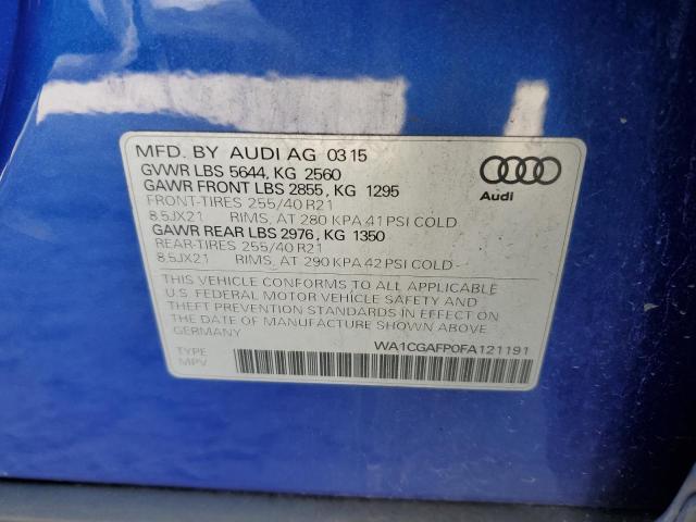 2015 AUDI SQ5 PREMIU WA1CGAFP0FA121191