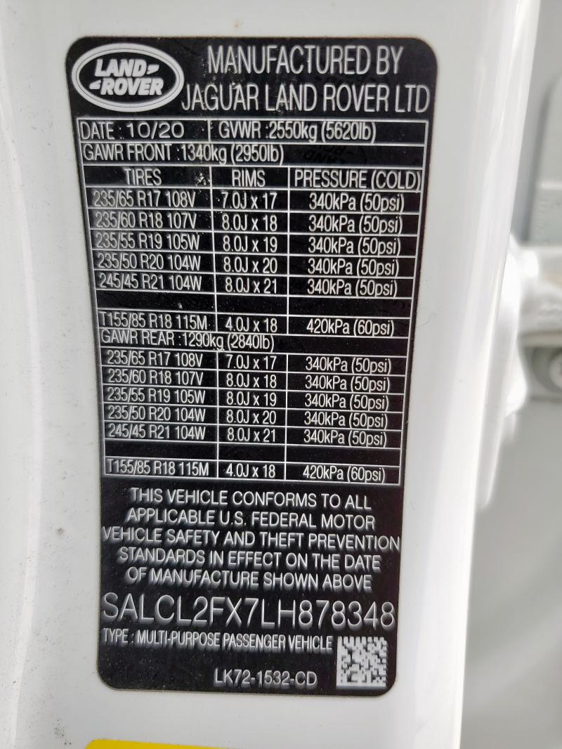 2020 LAND ROVER DISCOVERY SALCL2FX7LH878348
