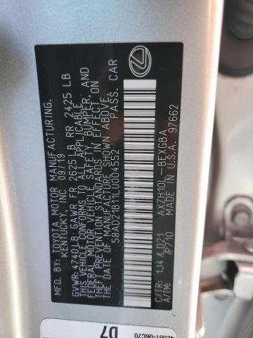 2020 LEXUS ES 300H 58AD21B11LU004552