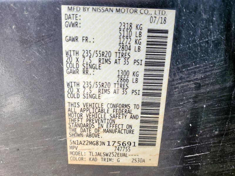 2018 NISSAN MURANO S - 5N1AZ2MG8JN175691