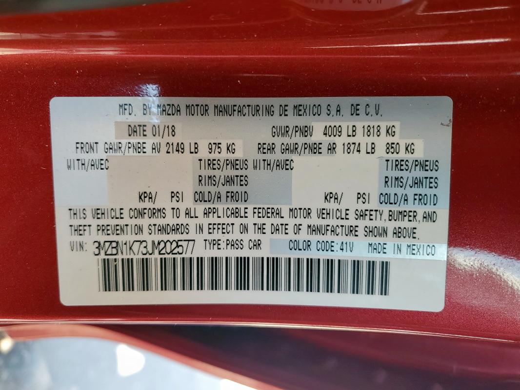 2018 MAZDA 3 SPORT - 3MZBN1K73JM202577