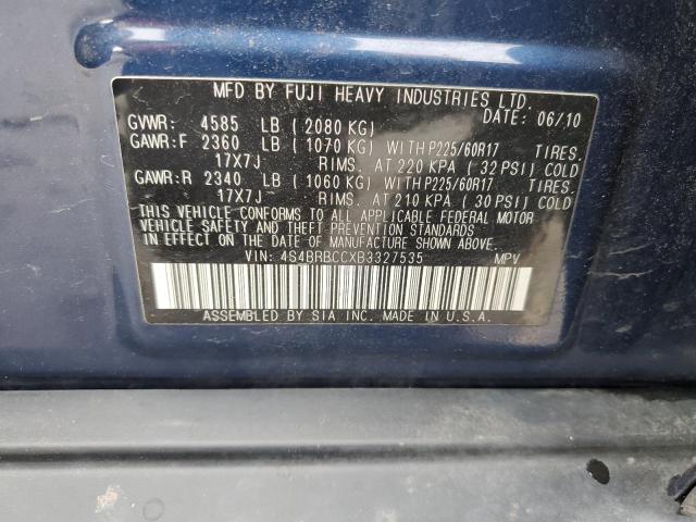 2011 SUBARU OUTBACK 2. - 4S4BRBCCXB3327535