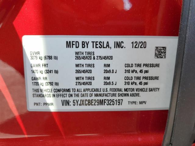 2021 TESLA MODEL X - 5YJXCBE29MF325197