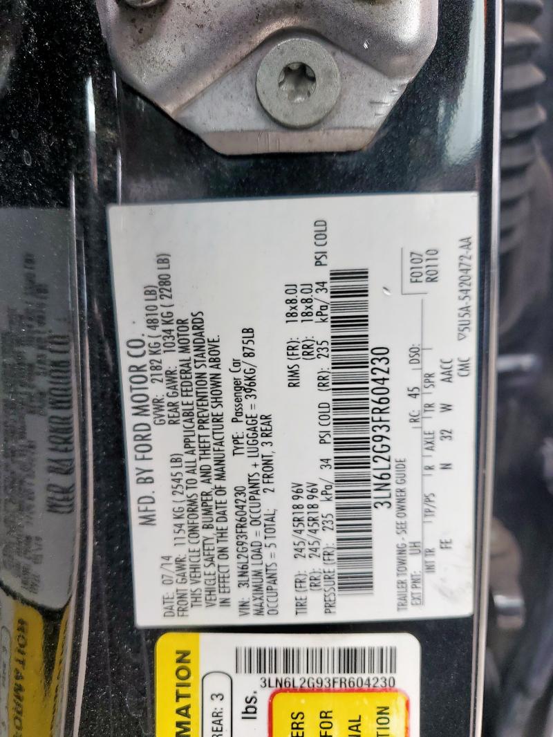 2015 LINCOLN MKZ - 3LN6L2G93FR604230