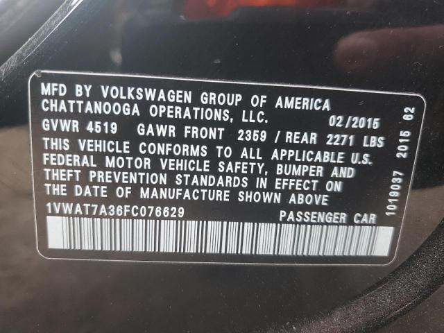 2015 VOLKSWAGEN PSAT 3.6L 1VWAT7A36FC076629