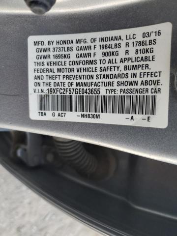 2016 HONDA CIVIC LX 19XFC2F57GE043655