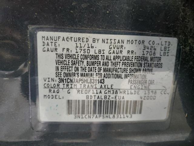 2017 NISSAN VERSA S - 3N1CN7AP5HL831143