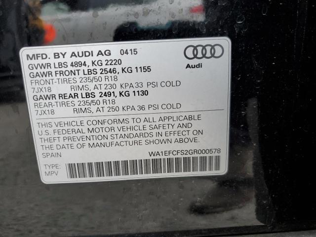 2016 AUDI Q3 PREMIUM PLUS WA1EFCFS2GR000578