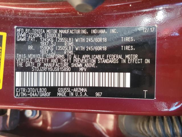 2018 TOYOTA HIGHLANDER - 5TDJZRFH9JS815890