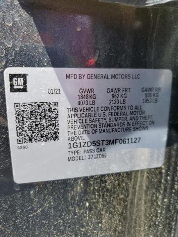 2021 CHEVROLET MALIBU LT - 1G1ZD5ST3MF061127