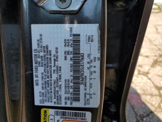 2020 FORD FUSION SEL 3FA6P0CD5LR179683