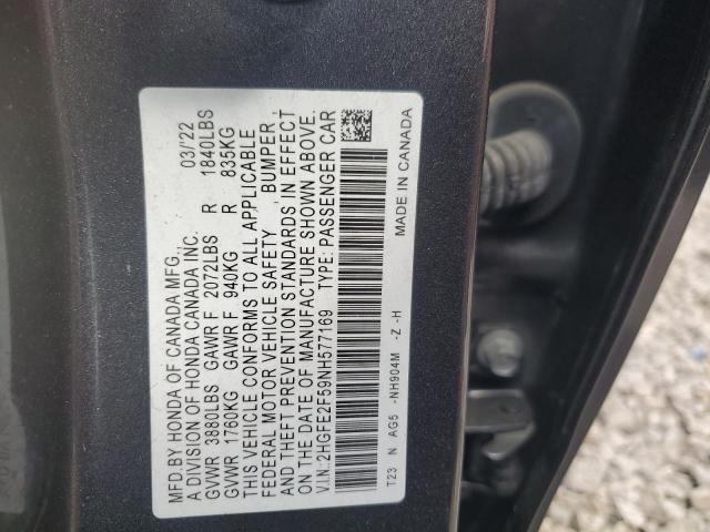 2022 HONDA CIVIC SPOR - 2HGFE2F59NH577169