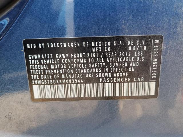 2019 VOLKSWAGEN JETTA SEL 3VWG57BUXKM083944