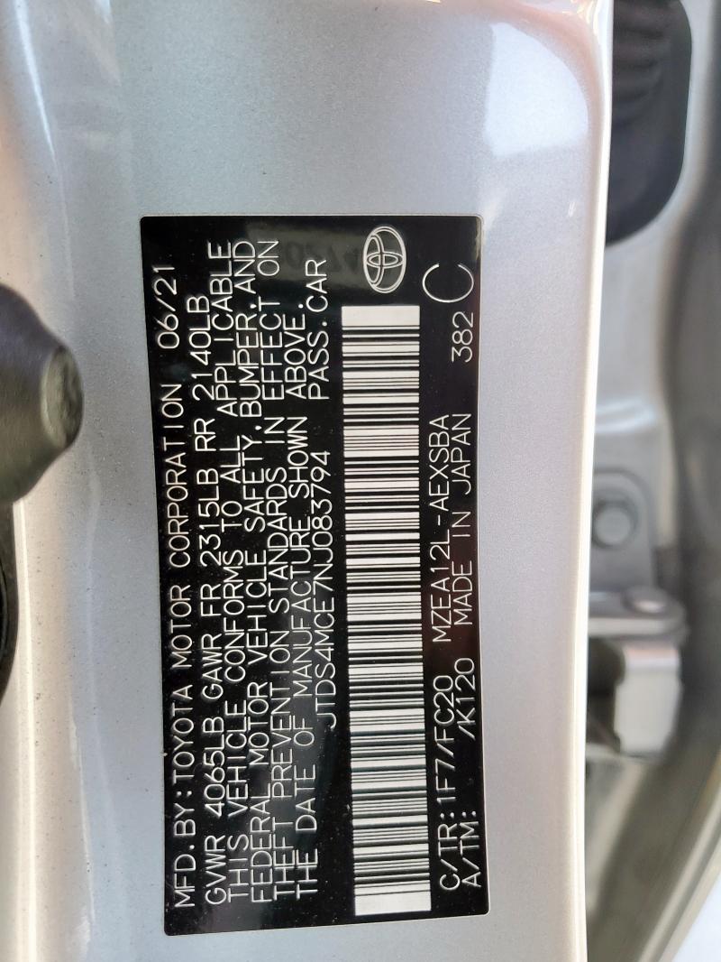 2022 TOYOTA COROLLA SE - JTDS4MCE7NJ083794